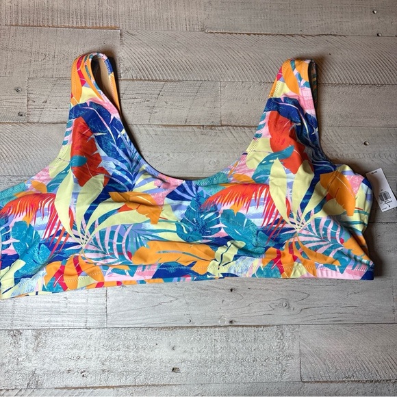 Old Navy Women’s Scoop Bikini Swim Top Orange Blue Size 4X NWT! - Picture 2 of 15